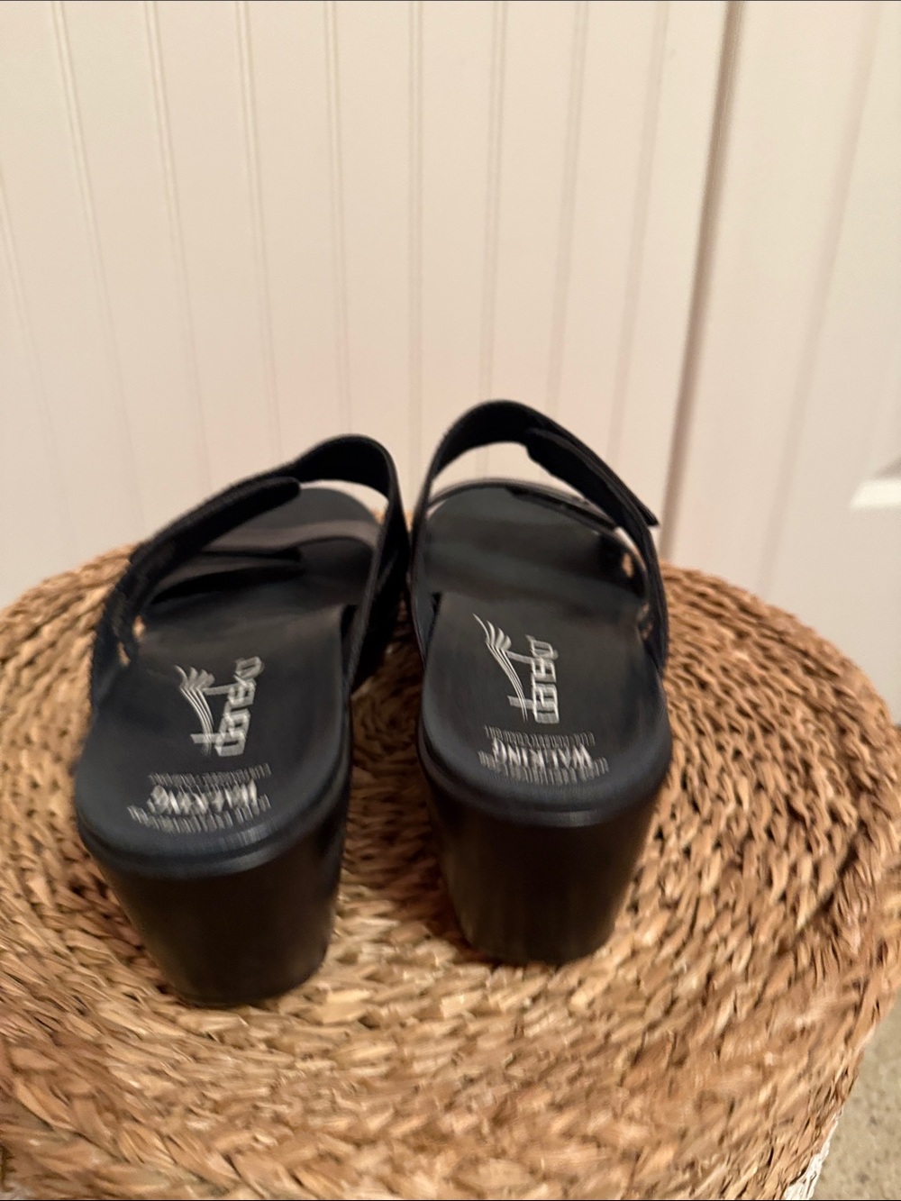Dansko Black Leather Slip-On Clog Sandals - Picture 5 of 10